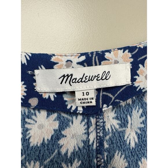 Madewell Floral Button Wrap Mini Dress Womans 10 French Blue Boho Cottagecore‎ - Picture 7 of 15